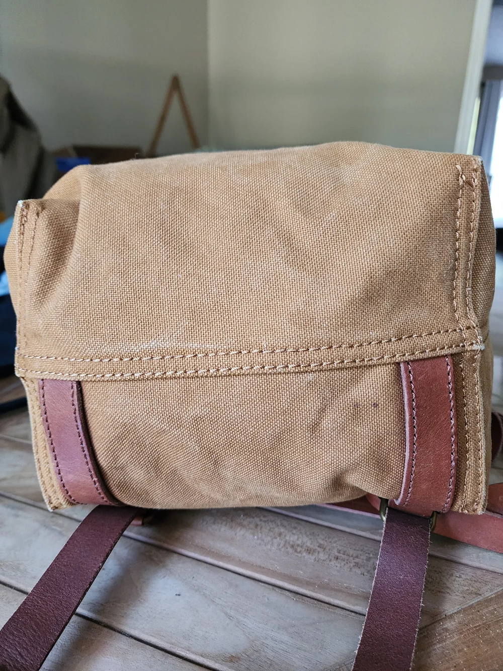 Madewell Somerset canvas drawstring/bucket backpack with leather trim